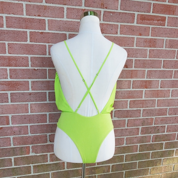 V- Neck Bodysuit Green Size S - Picture 3 of 9